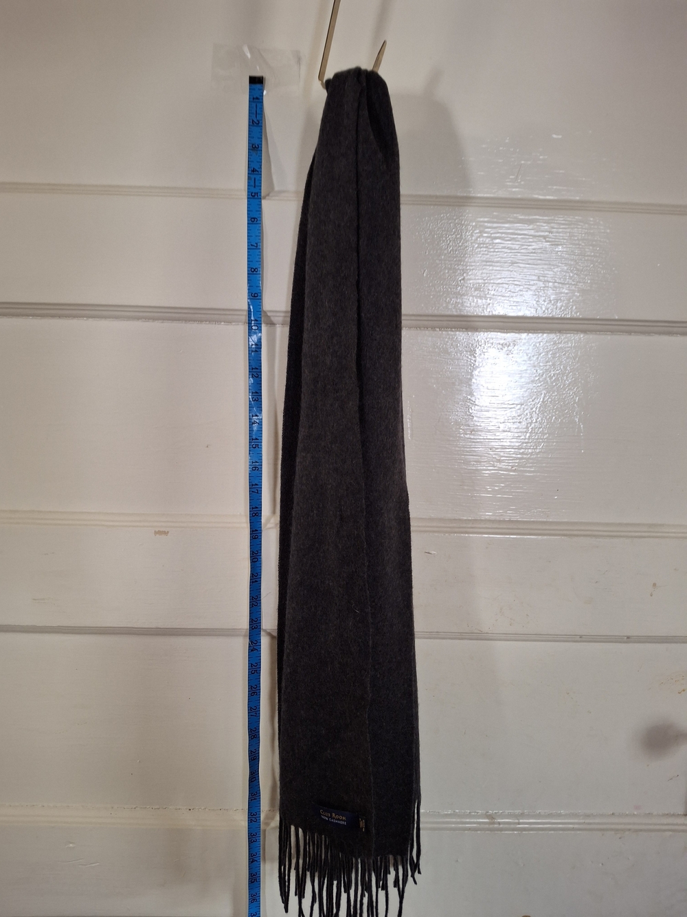 Club Room 100% Cashmere Charcoal Gray Fringe Scarf